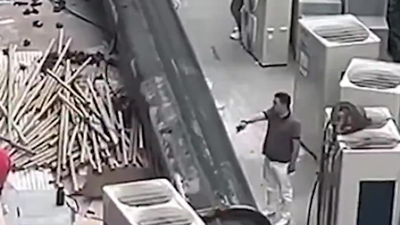 Chilling Moment When Construction Worker Narrowly Escapes Getting Crushed By A Falling Crane