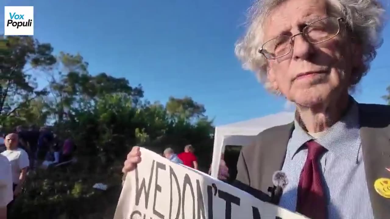 Piers Corbyn, brother of Jeremy Corbyn, joined the protest in Epping in support of closing the hotel