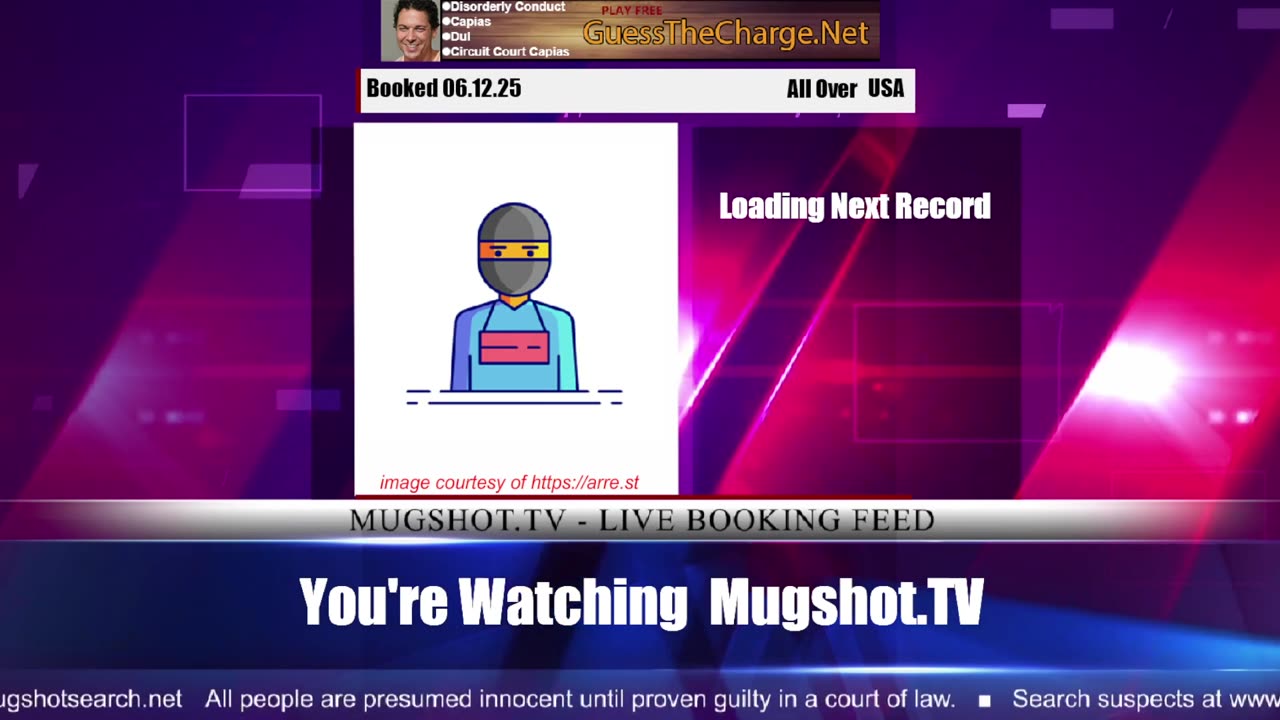 Mugshot TV - Live Arrest Booking Video Stream