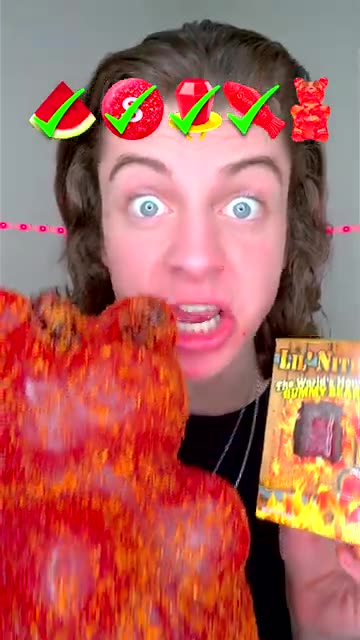 EATING Giant red Candy