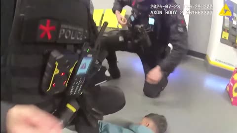 Bodycam footage of alleged assault on police at Manchester Airport shown to jury