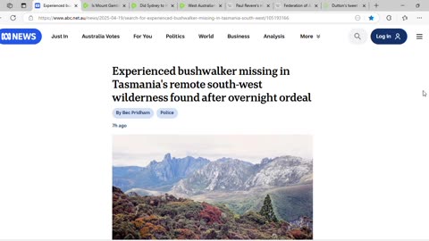 ABC story about lost hiker in Tasmania has comms about Hillary Clinton and Cabal takedown