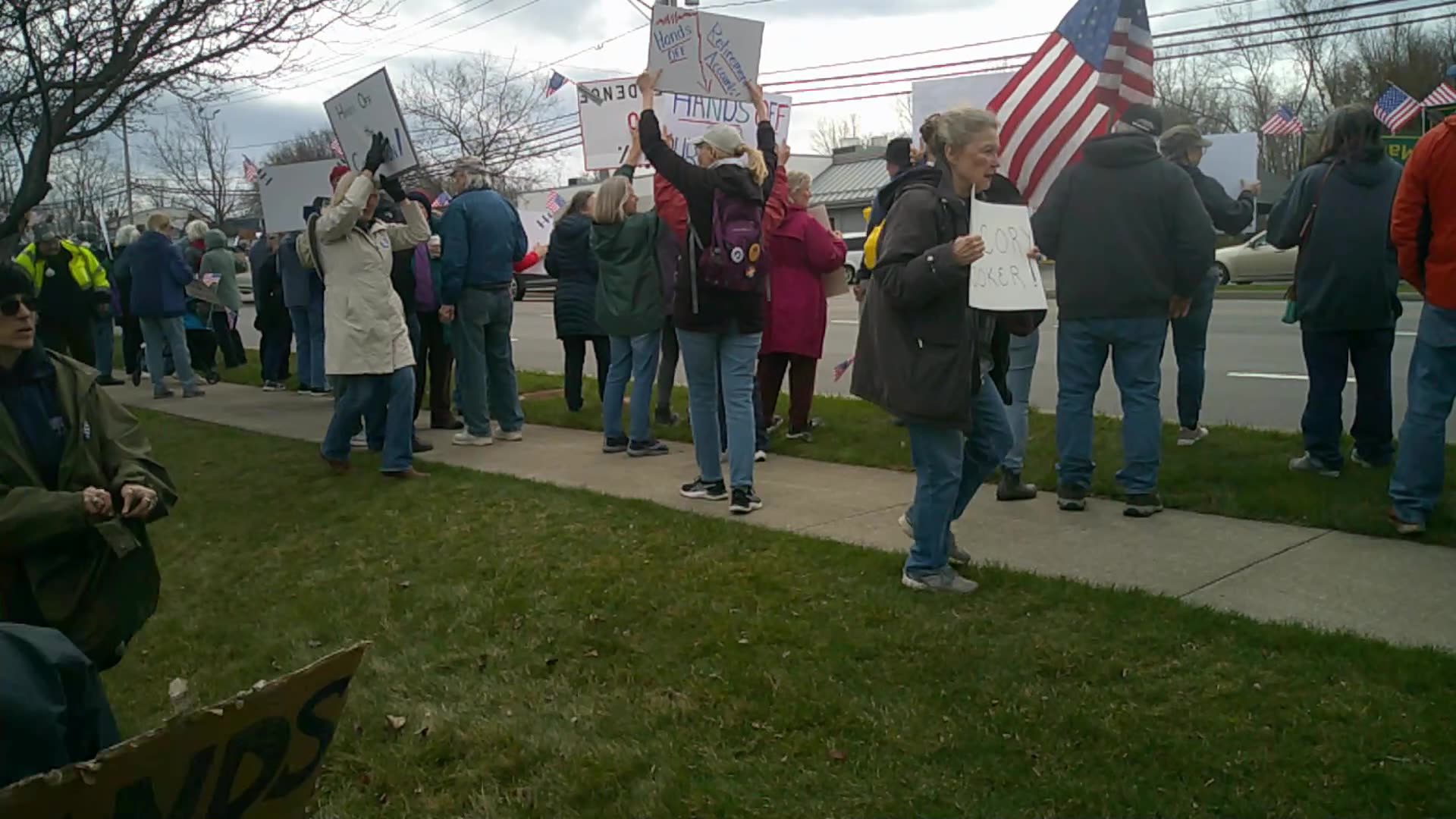 Anti-Trump protest by Indivisible Avon NY April 5, 2025