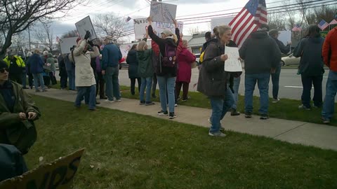 Anti-Trump protest by Indivisible Avon NY April 5, 2025 