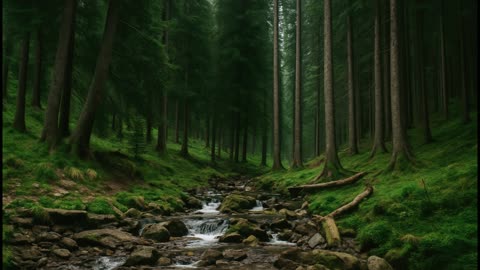 Forest Stream Drawing | Peaceful Nature Background in 2K