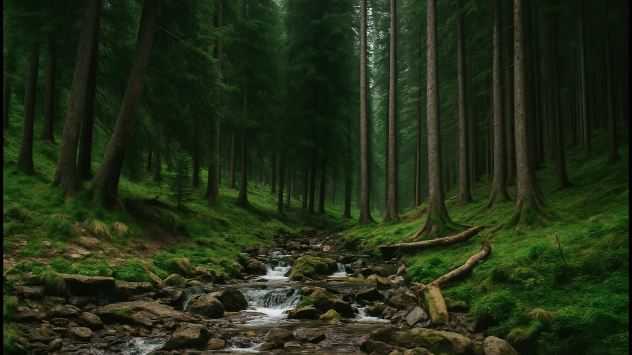 Forest Stream Drawing | Peaceful Nature Background in 2K