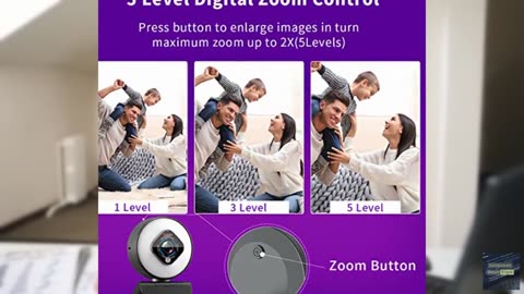 Angetube Streaming Webcam 1080P with Ring Light - HD Web Camera with Digital Zoo