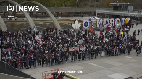 Historic Palestinian flag flies over Toronto city hall for the first time