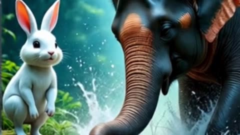 एक छोटा खरगोश और एक बड़ा हाथी 🐇🐘🤝 #trending #tranding #storytime #story #viral #viralshort