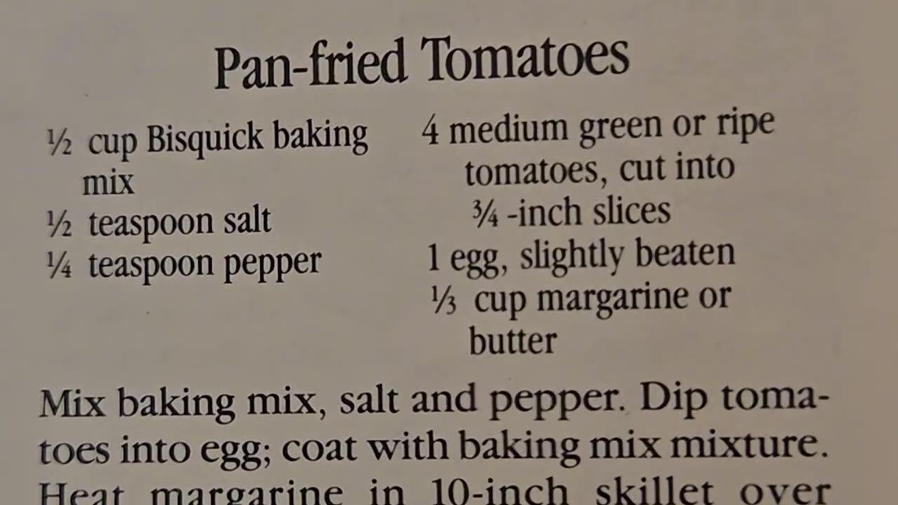 Recipe for Pan Fried Tomatoes made with Bisquick