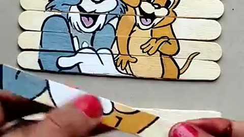 Tom and Jerry painting on icecream stick #shorts #viral #tomandjerry #cartoon #anime #drawing #art
