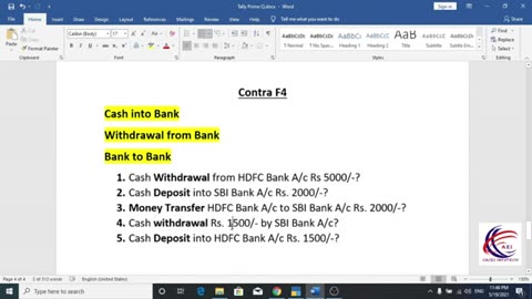 "Tally Prime Contra Voucher Explained | Cash Deposit, Withdrawal & Bank-to-Bank Entry"