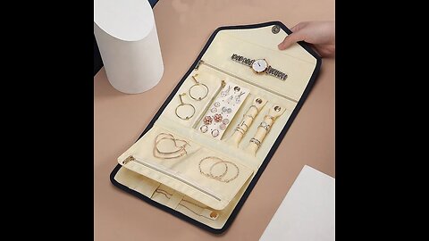 Foldable Jewelry Storage Bag, Roll Up Organizer Pouch, for Necklaces, Earrings, Bracelets, Rings