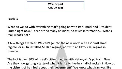 WAR REPORT - JUNE 19 2025 - ANONS HAVE NO SIDES - WE STAND FOR ALL PEOPLE