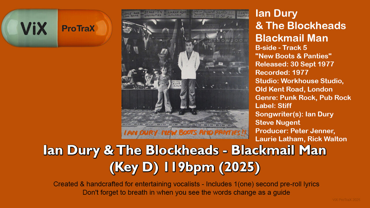 Ian Dury & The Blockheads - Blackmail Man (Key D) 119bpm (2025) Karaoke