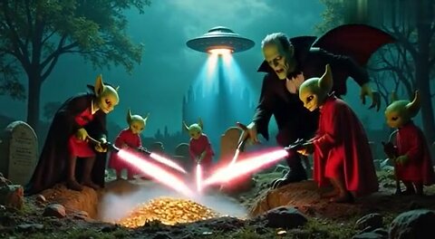 Count Dracula and the aliens secure the graveyard treasure