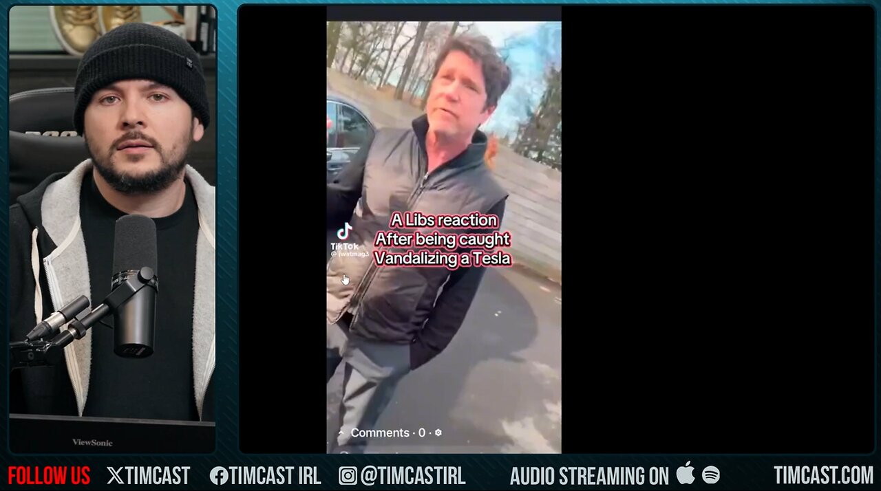 Liberal PANICS After Getting CAUGHT Vandalizing Tesla, Gets ARRESTED, BEGS For Forgiveness