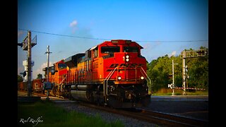 BNSF 9066 Horn Salute, Four Union Pacific and CPKC Grain Train - Hinckley Subdivision