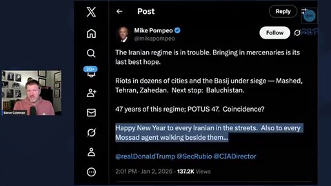 Mike Pompeo Tells Public the Iran Protests are Mossad Regime Change - Baron Coleman, RT