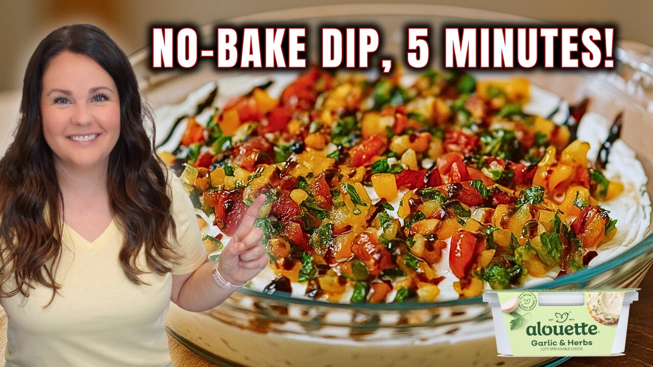5-Minute NO-BAKE Dip: EASY COLD DIP to help you BEAT the HEAT!! | Caprese Dip