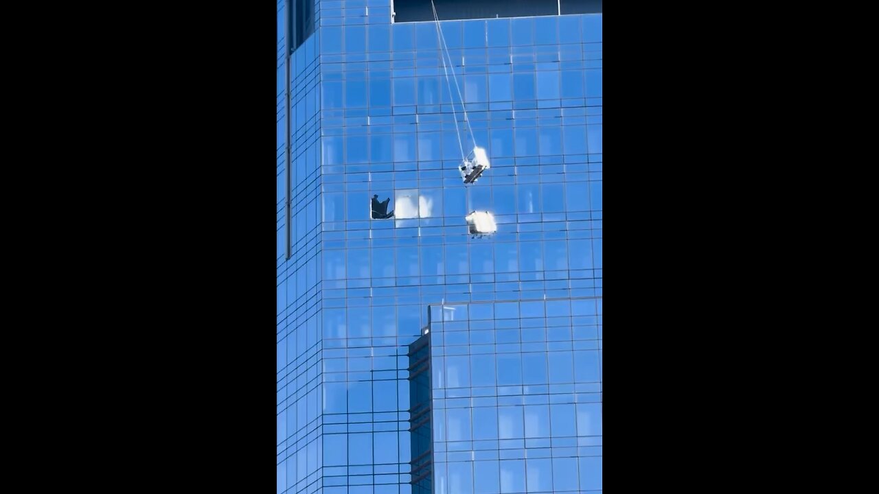 Cleaning crew hanging on life