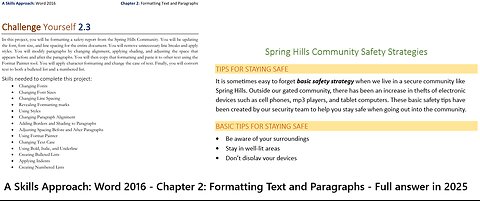 Word 2016 Skills Approach - Ch 2: Formatting Text and Paragraphs: Challenge Yourself 1.3 (2025)