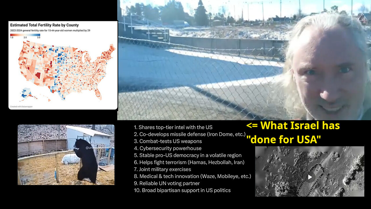 USA's fertility line. Wagenburgs? The Mob bigger than Israel. Israel did help USA? Bear vs pig