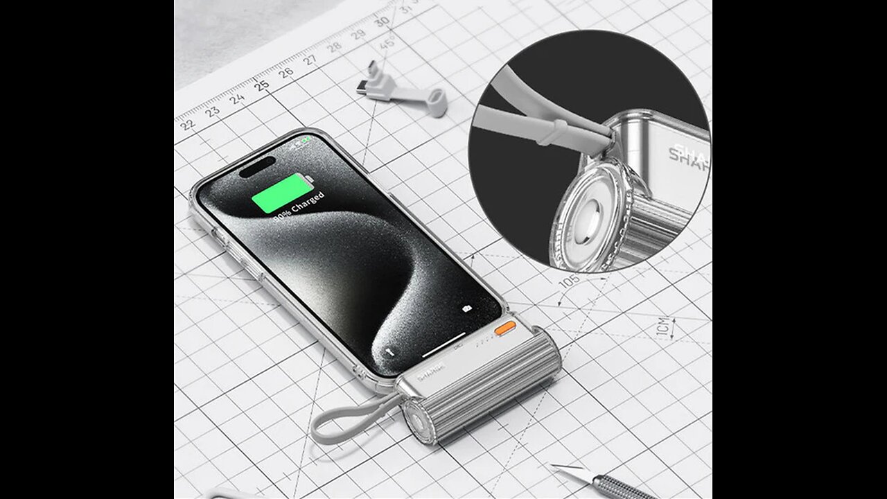 5000mAh Mini Capsule Built-In Cable Power Bank