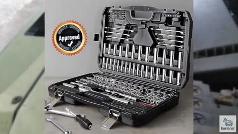 Amazon Basics Mechanic's Socket Tool Set With Case, SAE and Metric Sizes, 201-Pi