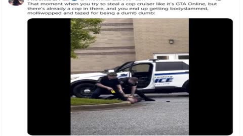 Black Guy Tries To Steal Police Car During Day Time - (YouTube Won't Show)