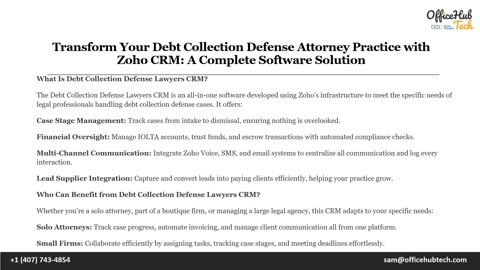 Transform Your Debt Collection Defense Attorney Practice with Zoho CRM- A Complete Software Solution