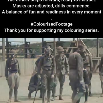 Baseball and Gas Mask Drill Camp Upton WW1 #ColourisedHistory