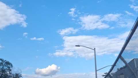 "Clouds" blocking the direct sunlight creating sharp shadows.