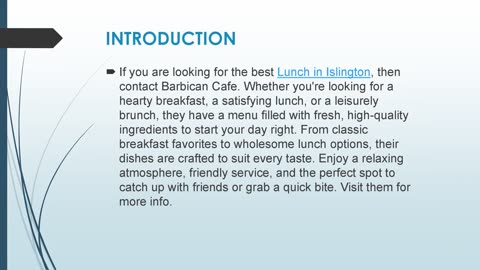 Best Lunch in Islington