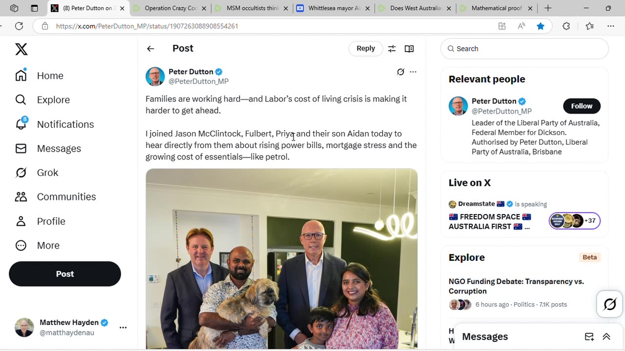 Dutton's tweet shows an Aidan McClintock then ABC reports on Aidan McLindon. Clinton comms?