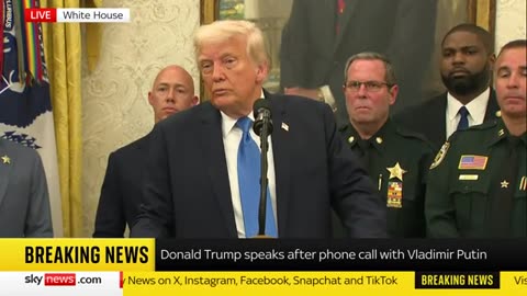 President Trump speaks in the Oval Office after Putin call(360P)