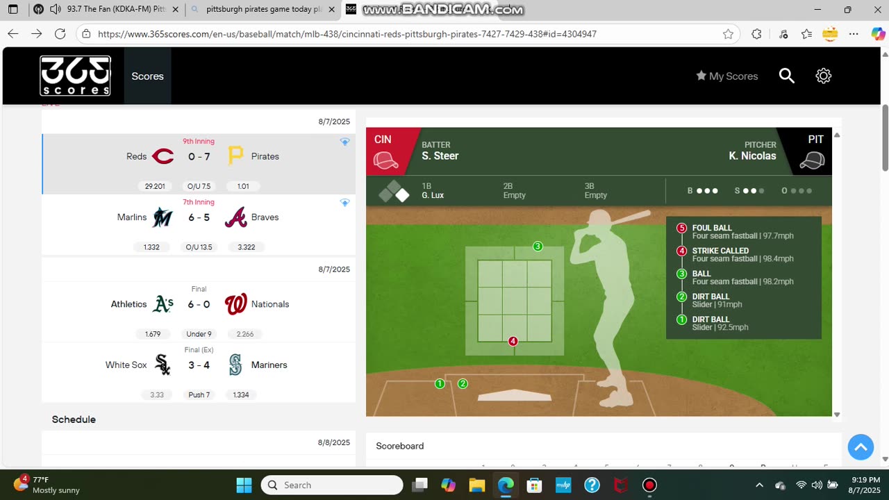 AUGUST 7 2025 MLB BASEBALL: CINCINNATI REDS VS PITTSBURGH PIRATES PART 14