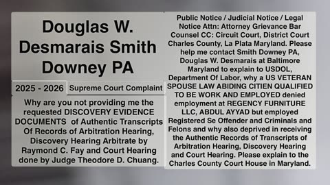 Smith Downey PA / Doglas W. Desmarais / Regency Furniture LLC / USDOL / President Trump