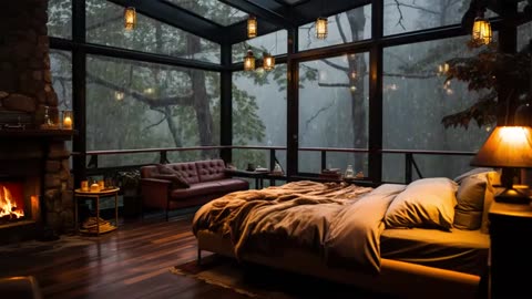 Heavy Thunderstorm Space with Rain on Window – Perfect for Beating Insomnia, Goodbye Stress