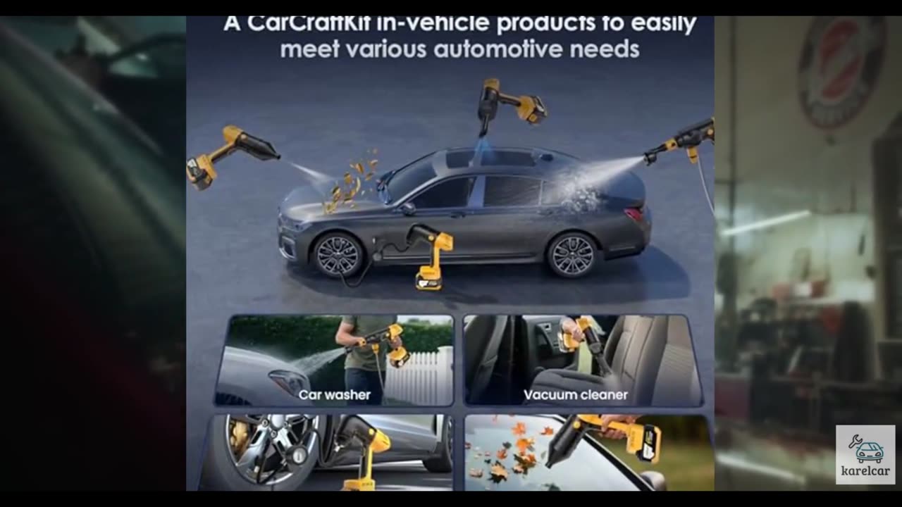 Cordless Pressure Washer 4-in-1 Kit CarCraftKit, 280 PSI High Pressure Vacuum,