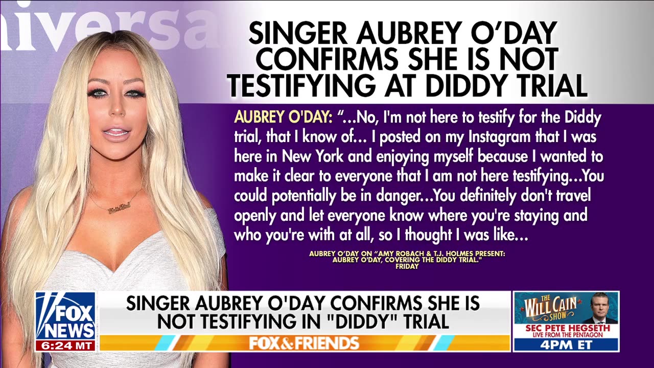 Former Diddy protege Aubrey O'Day won't testify at trial
