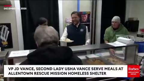 JD Vance rocks a hairnet as he serves meals at the Allentown Rescue Mission in Pennsylvania.