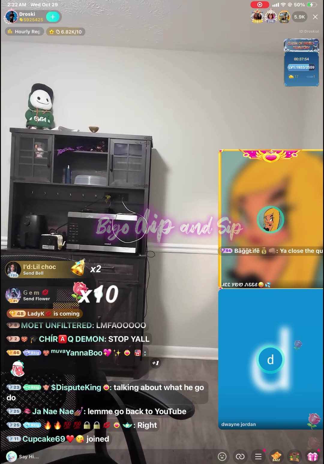 Droski shows the live he really put 21 stuff in the tub with bleach 10/29/25 #bigoclipandsip