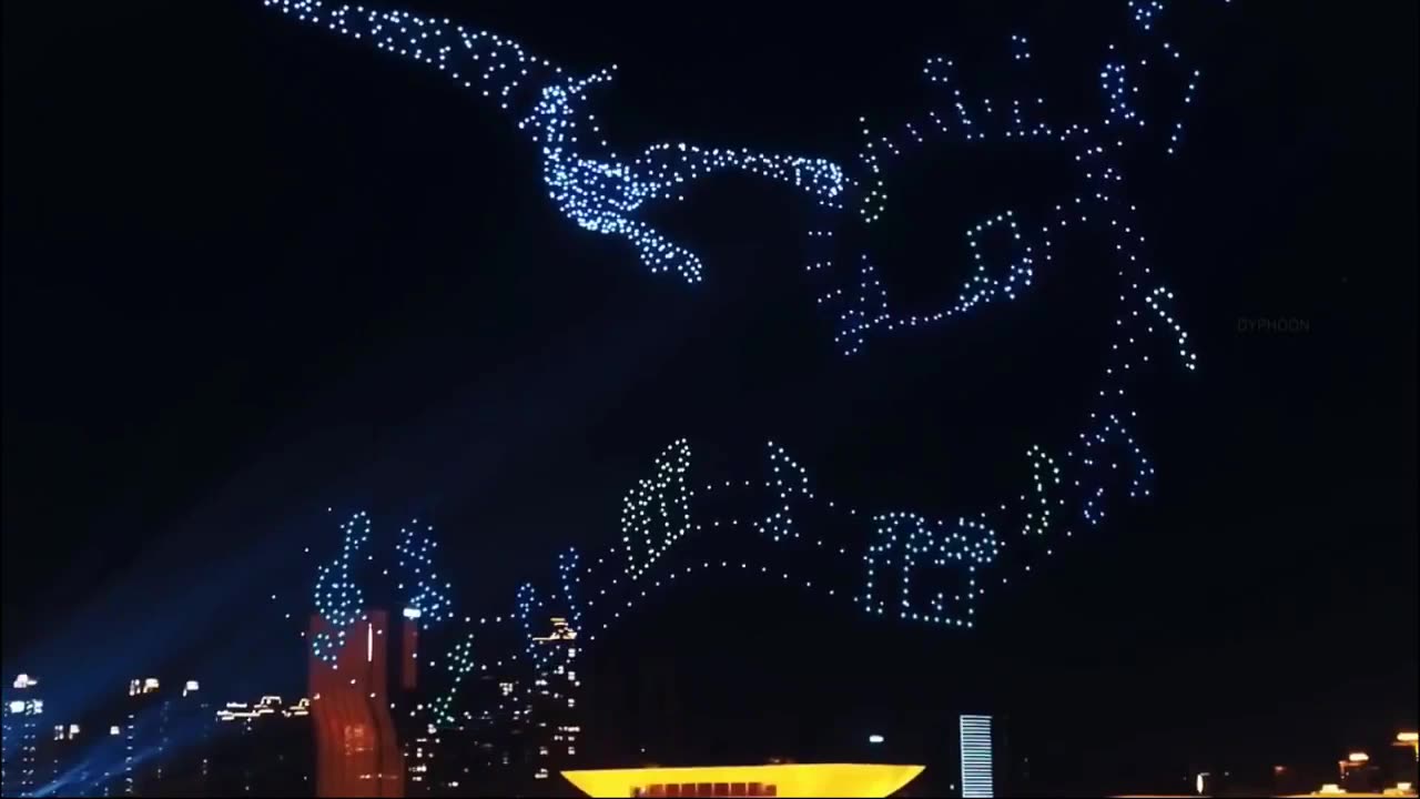 Showcase of a drone holographic light show