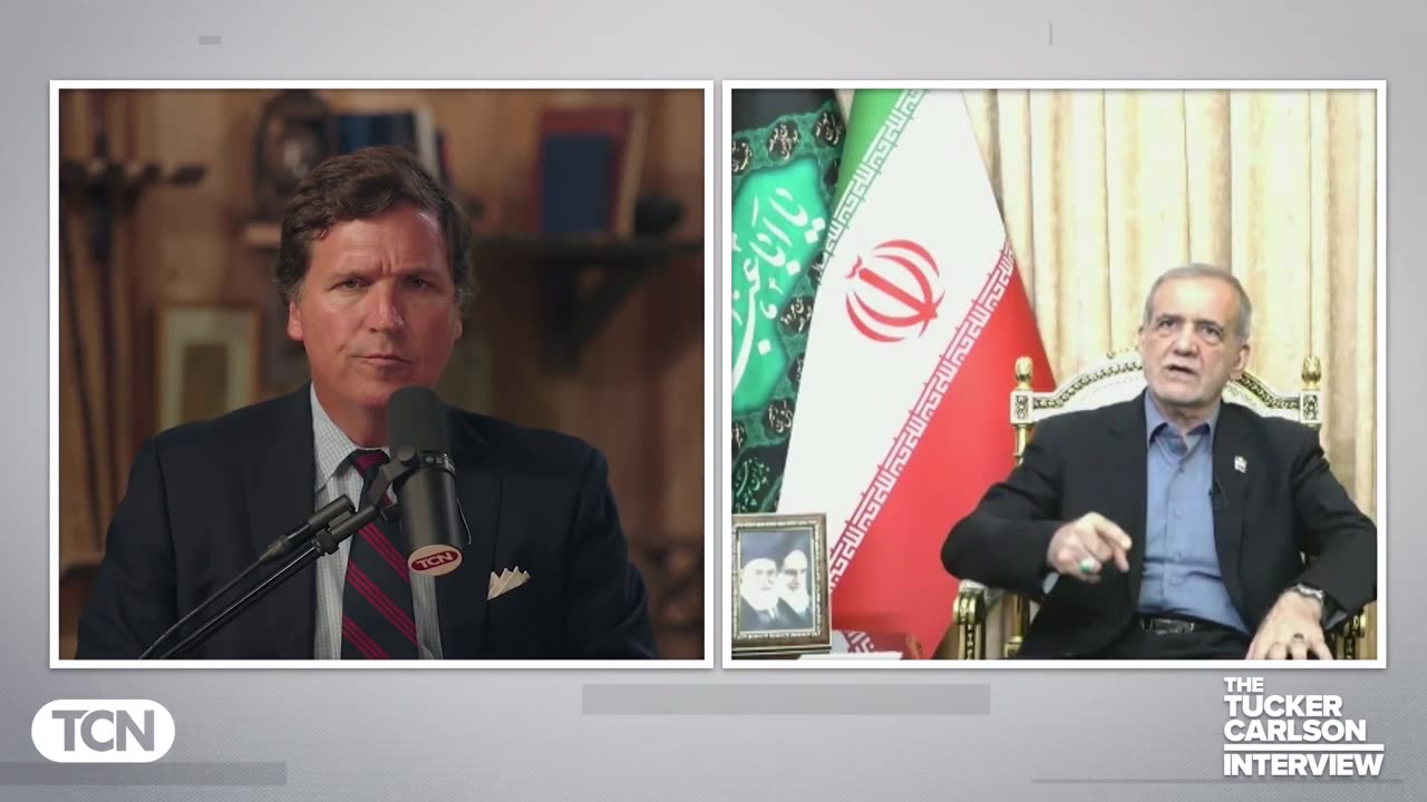 Tucker Carlson challenges the President of Iran about Iranian chants for “Death to America”