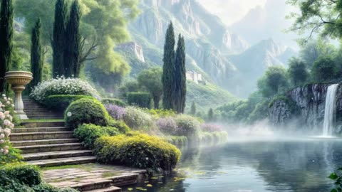 Calming 8-Hour Garden Retreat: Gentle Waterfall & Birdsong for Stress Relief & Sleep