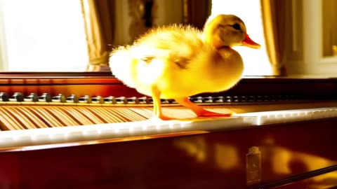 Cute Duckling Plays Happy Tune on Tiny Piano by Quacking 5