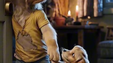Puppy Sacrifices Childhood for SISTER'S Survival #ai #goldenretreiver #cuteanimal #pets #dog