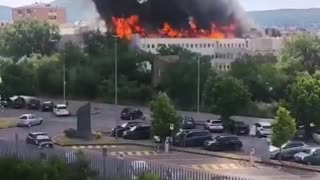 The University of Tuscia al Riello in Viterbo, Italy is on fire.
