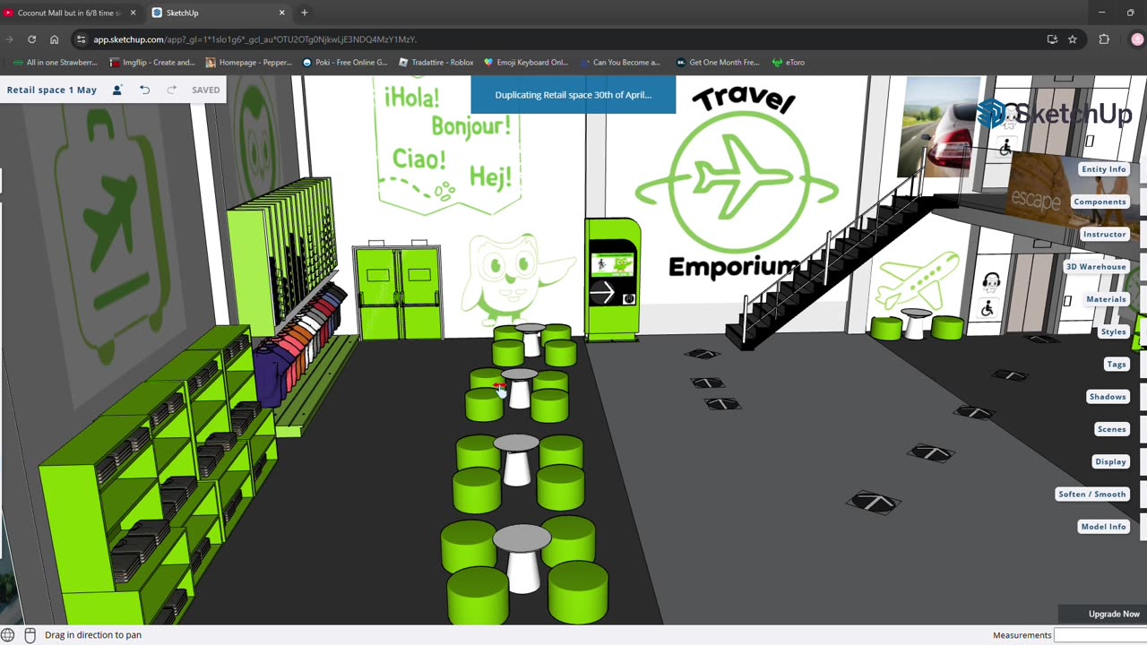 Duolingo Retail Space Concept: (Sketch-up Showcase)